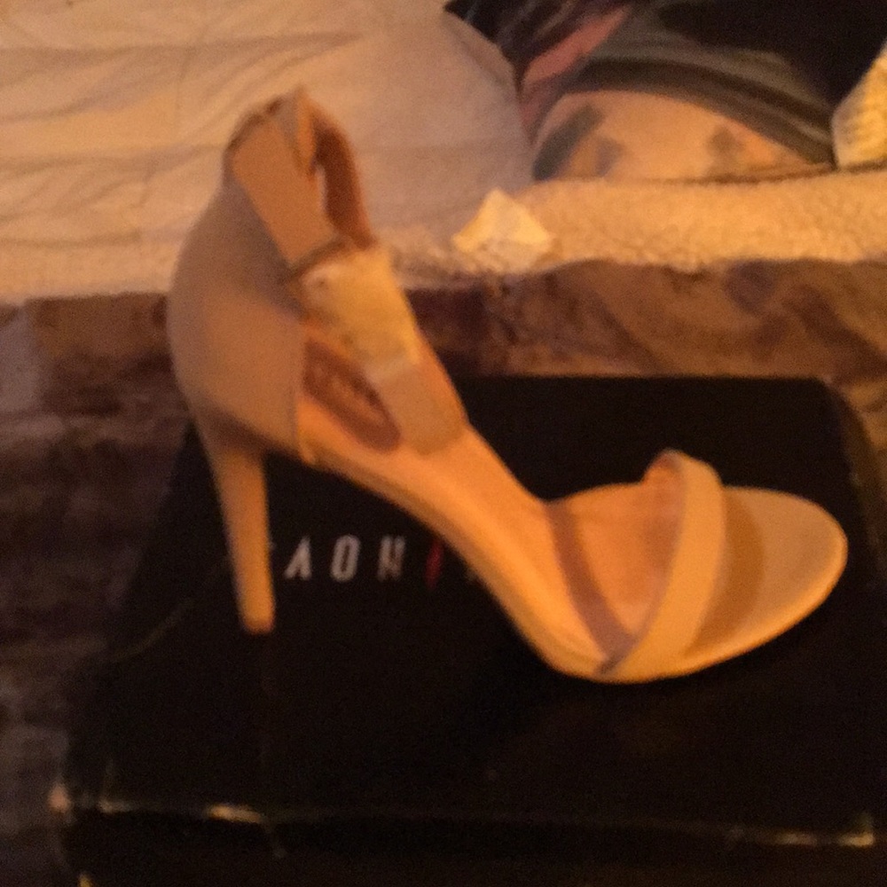 Open toed nude color heels